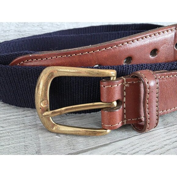 Vintage Torino Mens Leather & Fabric Belt With Brass Buckle 42 - Picture 3 of 9
